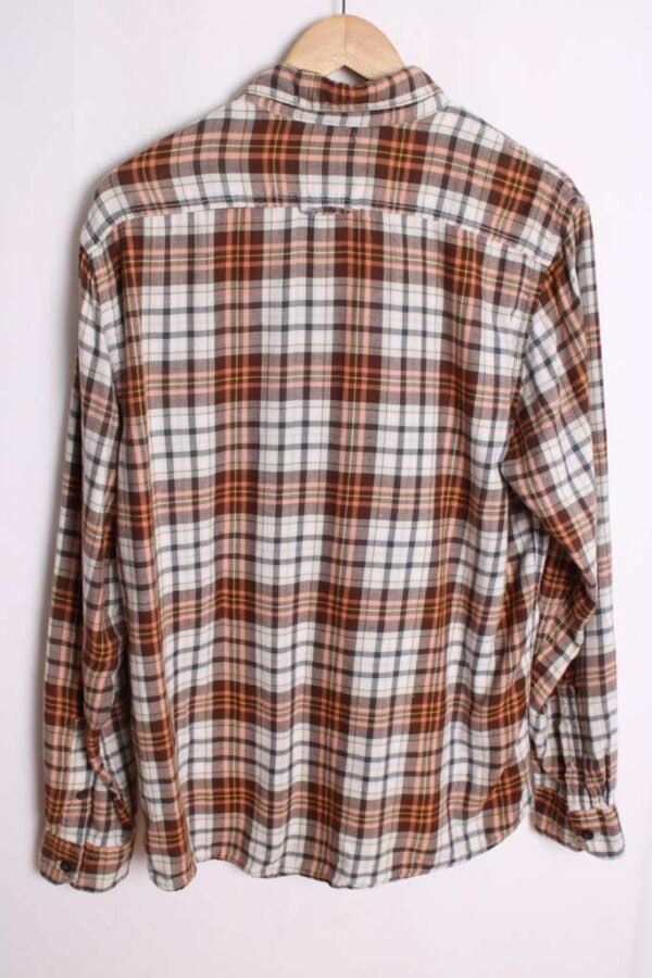 Camisa Franela Cuadros Blancos y Marrón Vintage "M"