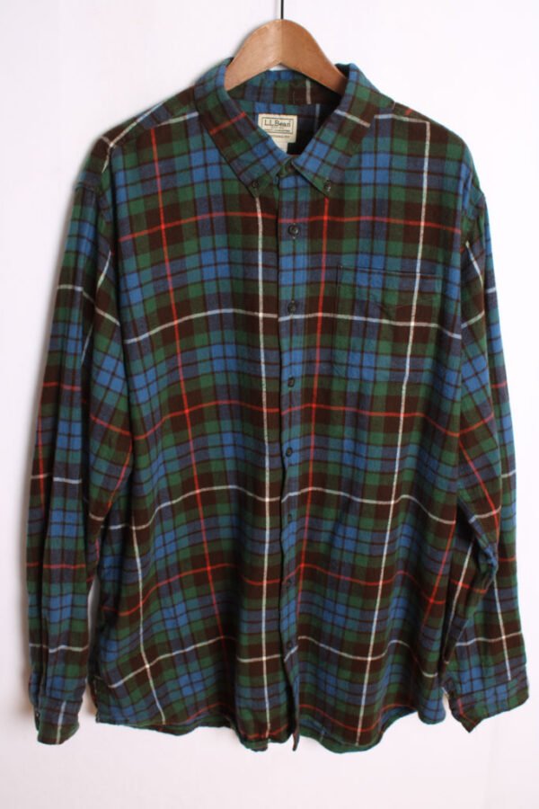 Camisa Vintage Franela Cuadros Verdes y Azules "2XL"