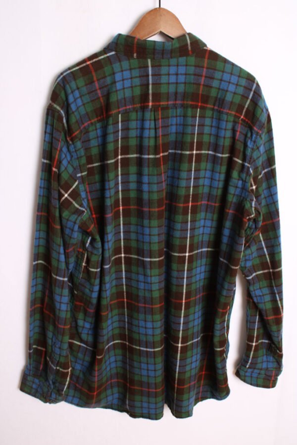 Camisa Vintage Franela Cuadros Verdes y Azules "2XL"