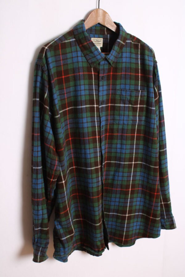 Camisa Vintage Franela Cuadros Verdes y Azules "2XL"