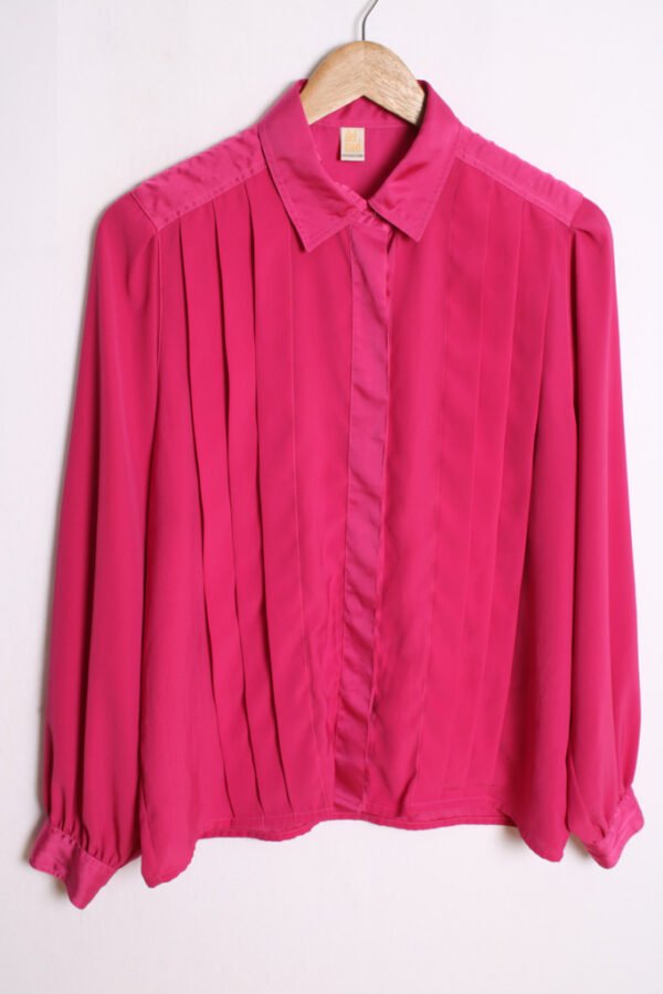 Camisa Fucsia Vintage con Plisados "L"