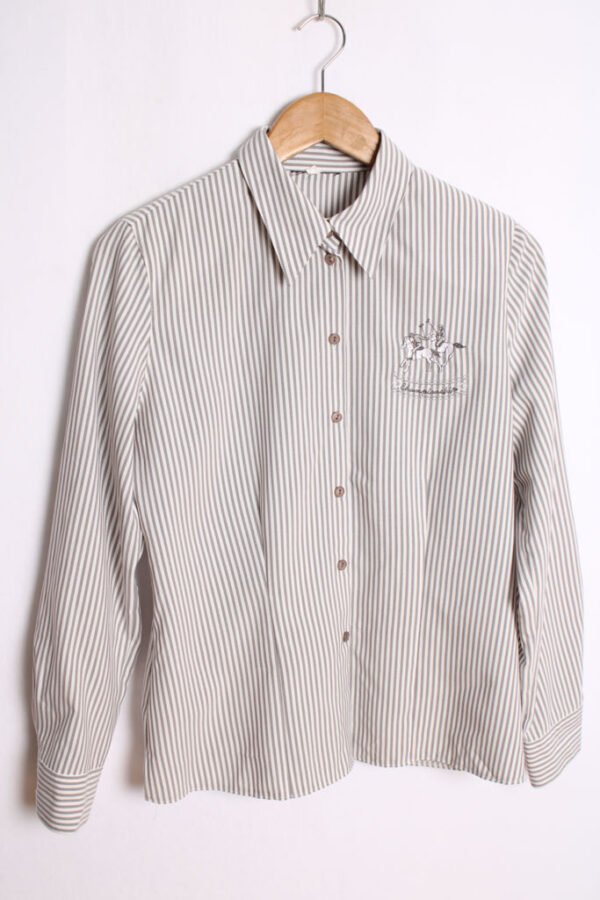 Camisa Vintage Rayas Grises y Blancas "M"