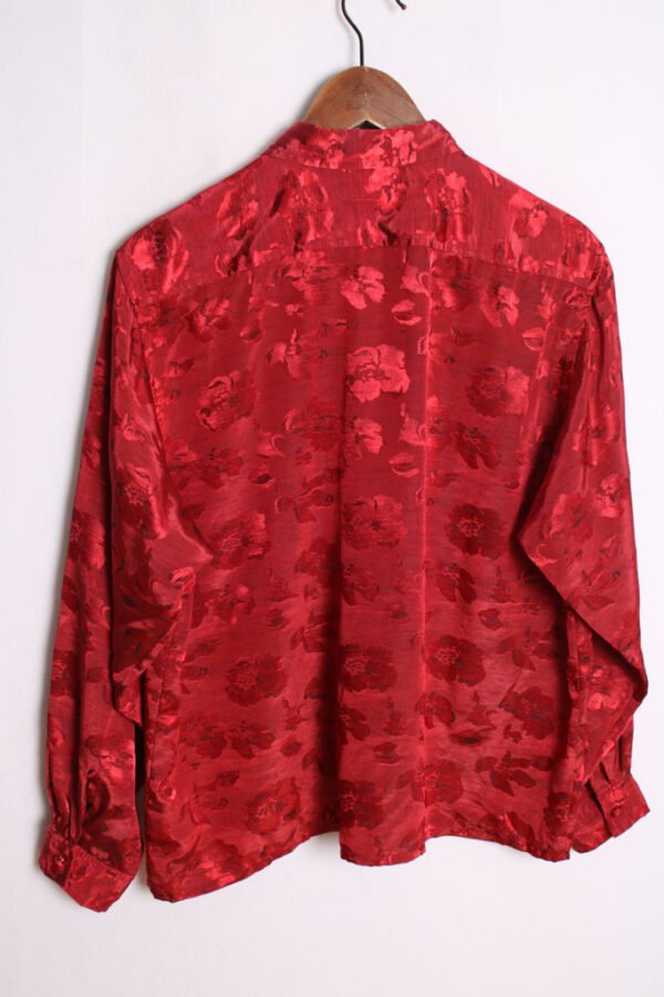 Blusa Satinada en Tonos Rojos Vintage "L"