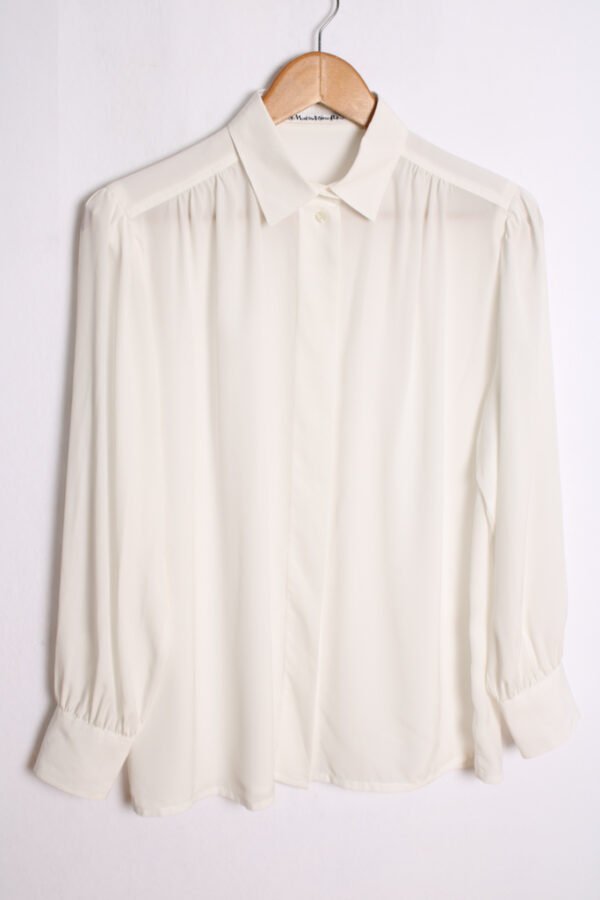 Blusa Blanca Manga Larga Vintage "L"