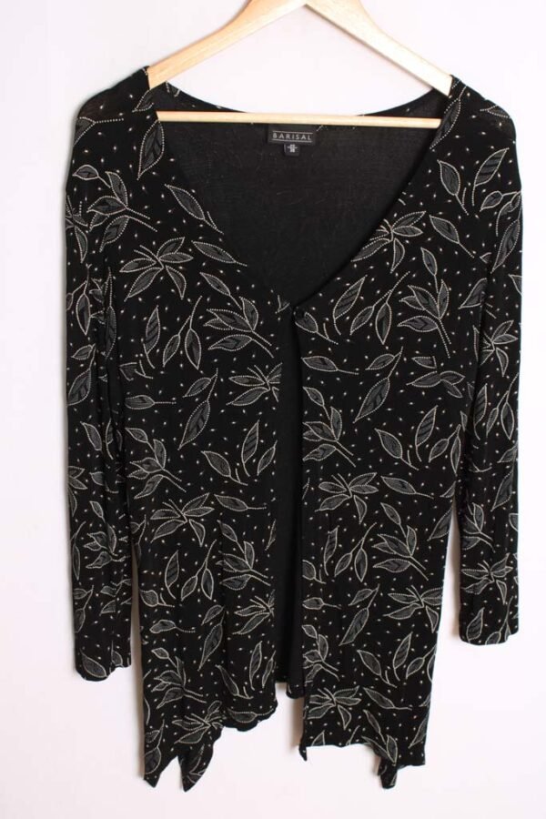 Chaqueta Abierta Negra Hojas Vintage "M/L"