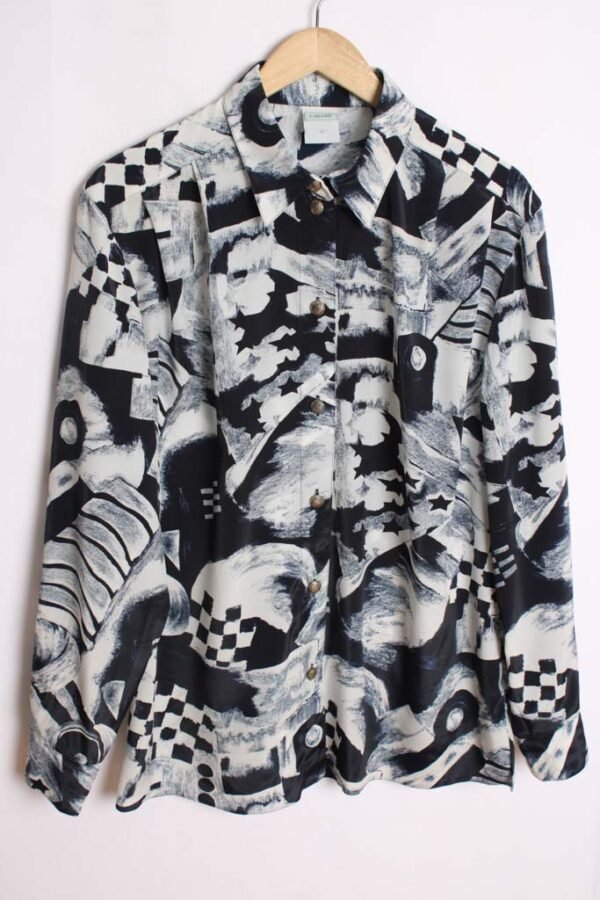 Blusa Vintage Estampado Marino y Blanco "XL"