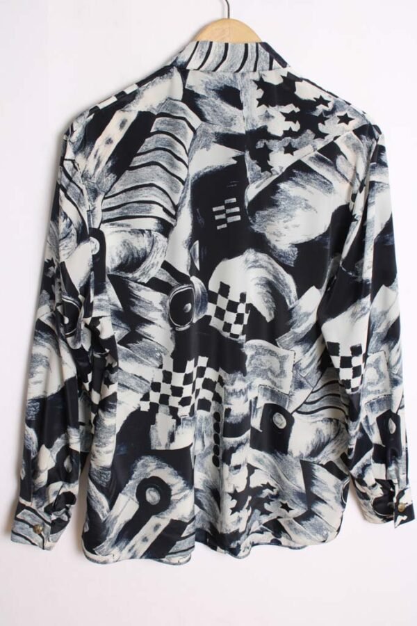 Blusa Vintage Estampado Marino y Blanco "XL"