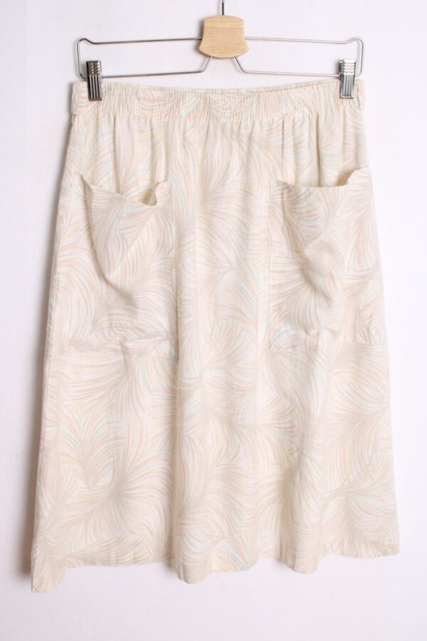 Falda Bolsillos Hojas Pastel Vintage "L"