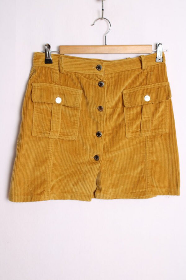 Falda Mini Pana Mostaza Vintage "M"