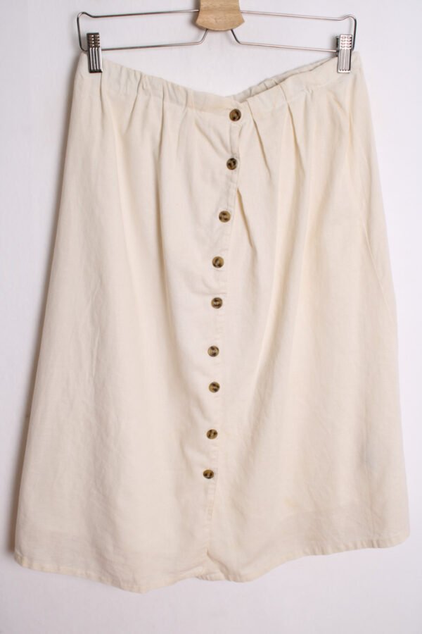 Falda Midi Beige con Lino Vintage "M"