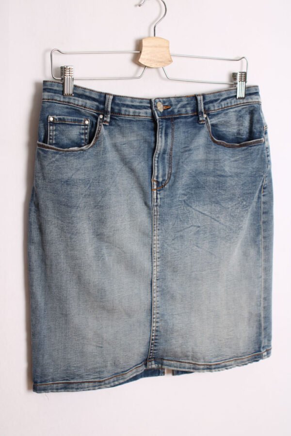 Falda Denim Corta Desgastada Vintage "XL"