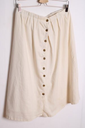 Falda Midi Beige con Lino Vintage "M"