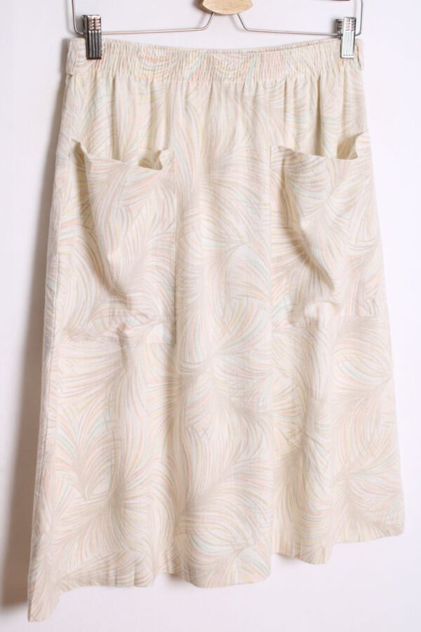 Falda Bolsillos Hojas Pastel Vintage "L"
