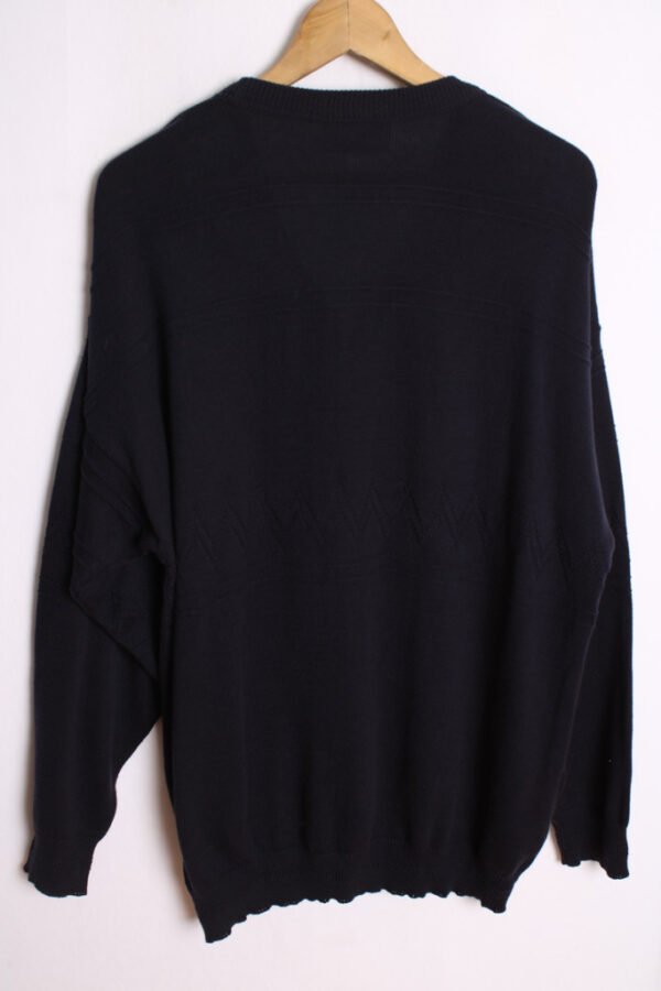 Jersey de Punto con Cuello Pico Azul Vintage "2XL"