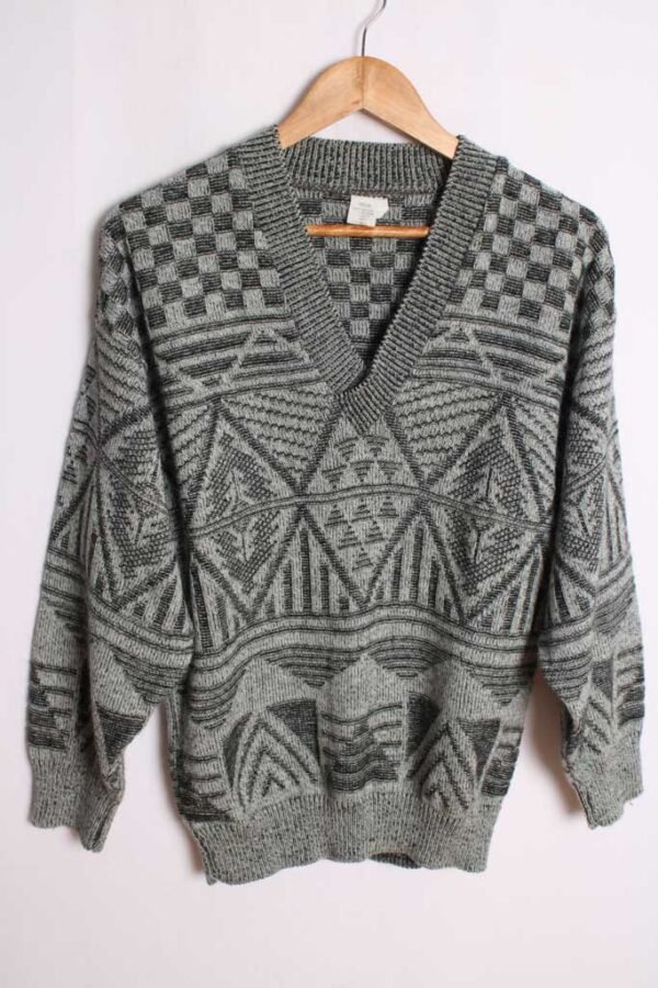 Jersey con Lana y Estampado Gris Vintage "S/M"
