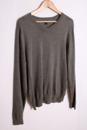Jersey Cuello Pico Vintage con Lana Merino Gris "L"