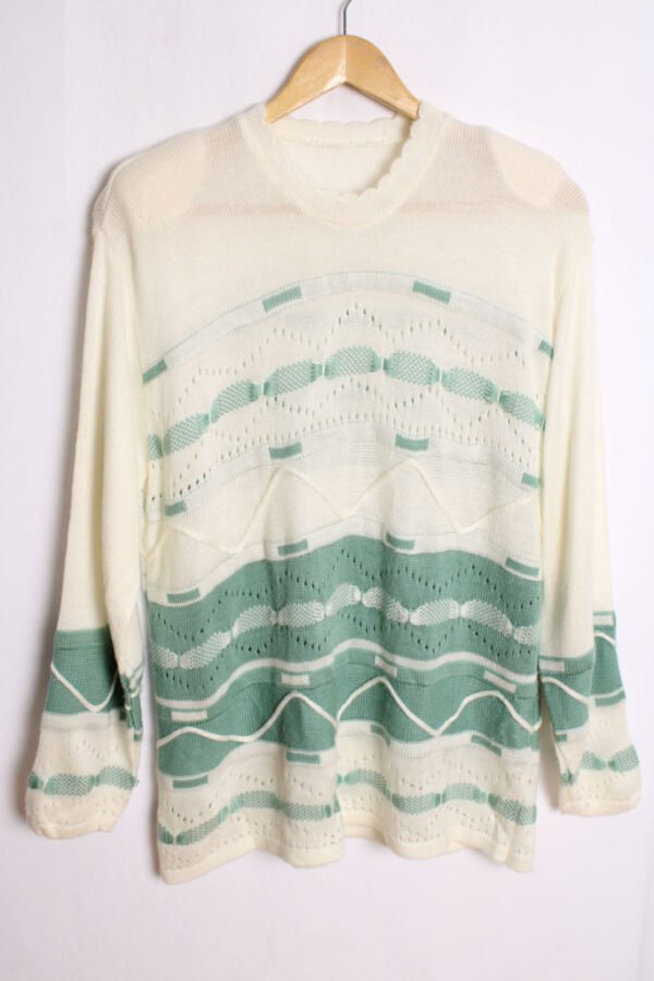 Jersey Blanco Cenefas Verdes Vintage "XL"