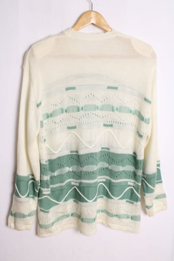 Jersey Blanco Cenefas Verdes Vintage "XL"