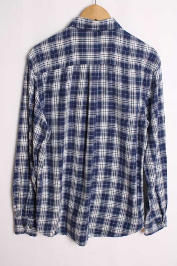 IMG_7615 Camisa Franela Cuadros Blanco y Azul Vintage "L"