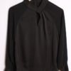 Blusa Negra Cuello Fruncido Vintage "M"