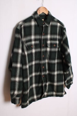 Camisa Cuadros Verdes y Blancos Forrada Vintage "M"