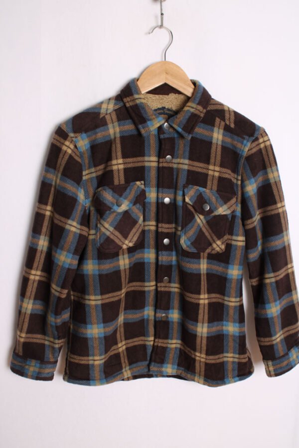 Camisa Polar Cuadros Marrones Vintage "2XS"