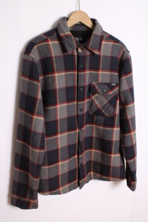 camisa faranela vintage forrada-43 Camisa Guateada Cuadros Grises Vintage "M"