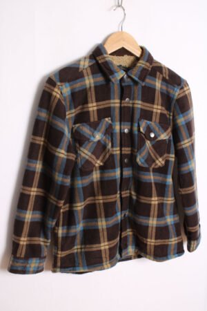 camisa faranela vintage forrada-47 Camisa Polar Cuadros Marrones Vintage "2XS"