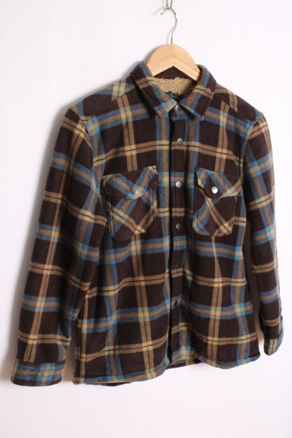 Camisa Polar Cuadros Marrones Vintage "2XS"