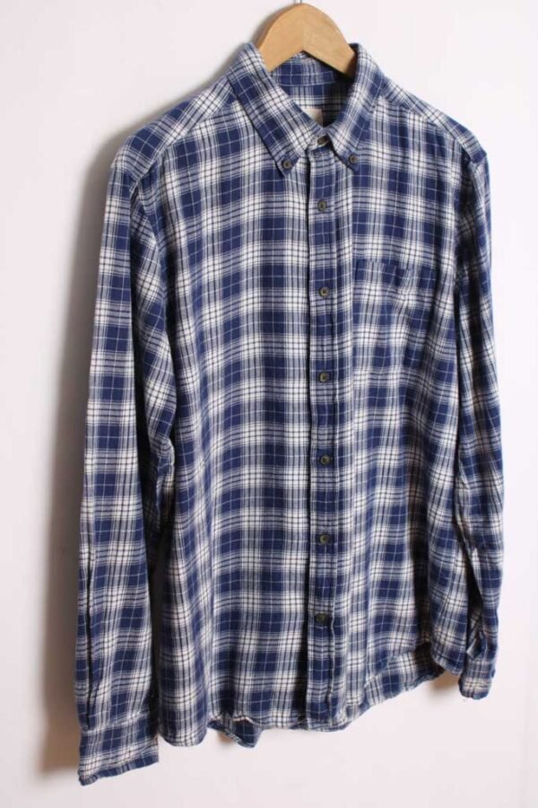 camisa franela chico vintage-6 Camisa Franela Cuadros Blanco y Azul Vintage "L"