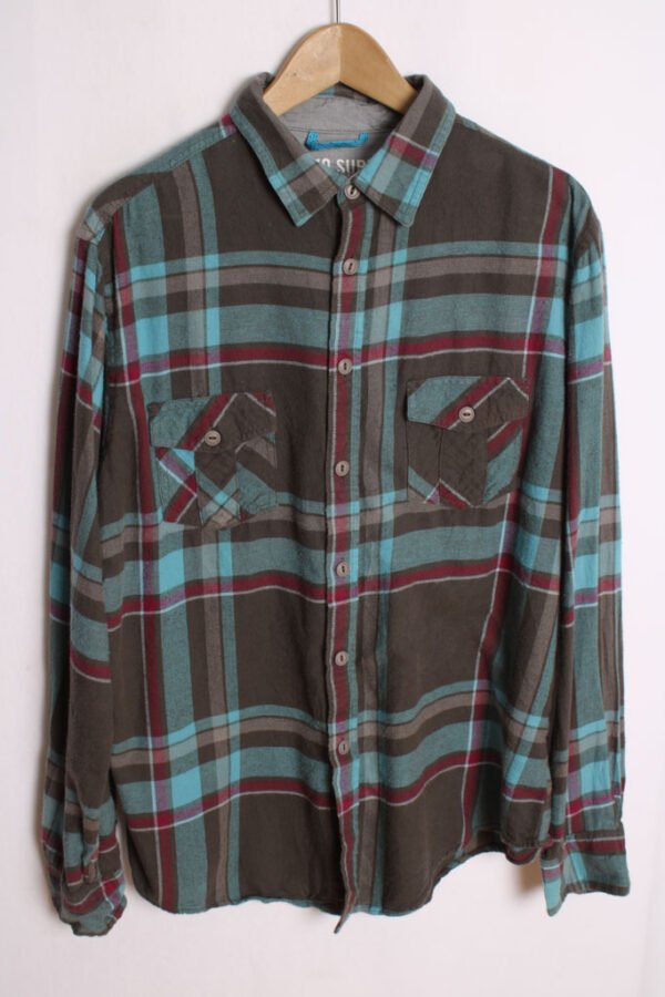 Camisa Franela Cuadros Gris Vintage "L"