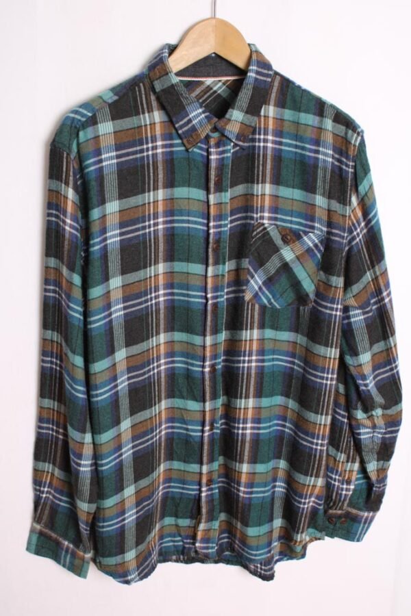 camisa franela cuadros vintage_-37 Camisa Franela Cuadros Gris y Azul Vintage "M"