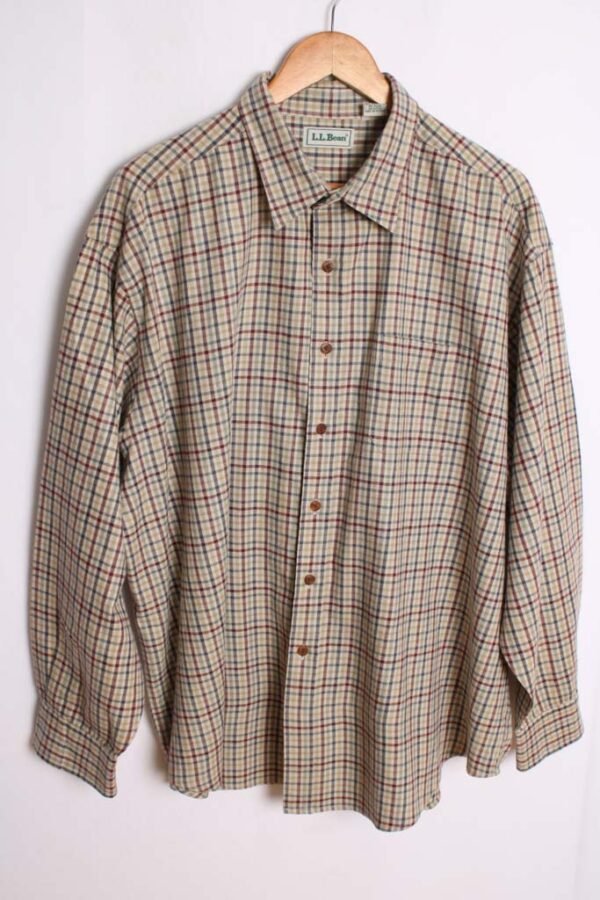 Camisa Franela Cuadros Beige Vintage "2XL"