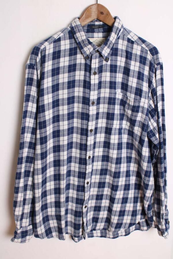 Camisa Franela Cuadros Azules y Blancos Vintage "XL"