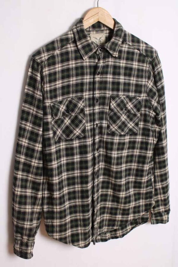 Camisa Franela Vintage Cuadros Verdes "M"