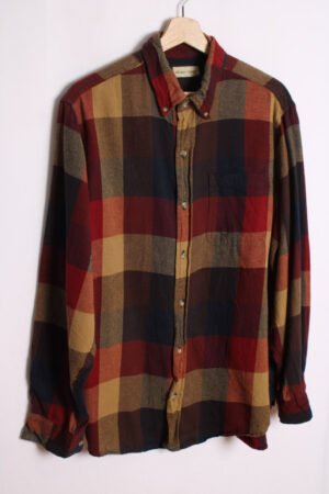 Camisa Franela Vintage Cuadros Ocres "M"