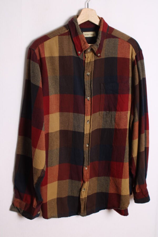 Camisa Franela Vintage Cuadros Ocres "M"