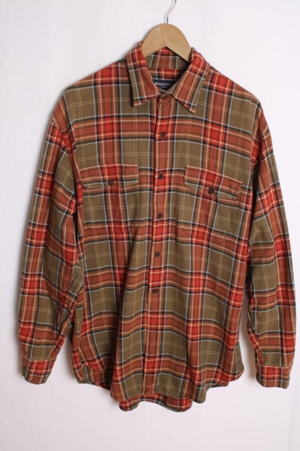 Camisa Franela Vintage Cuadros Verdes "L"