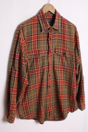 Camisa Franela Vintage Cuadros Verdes "L"