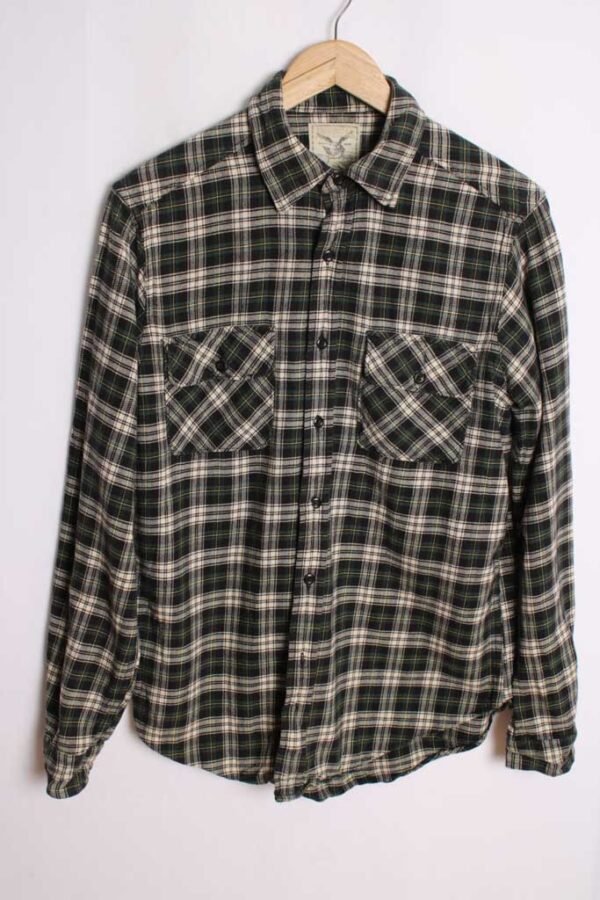 Camisa Franela Vintage Cuadros Verdes "M"