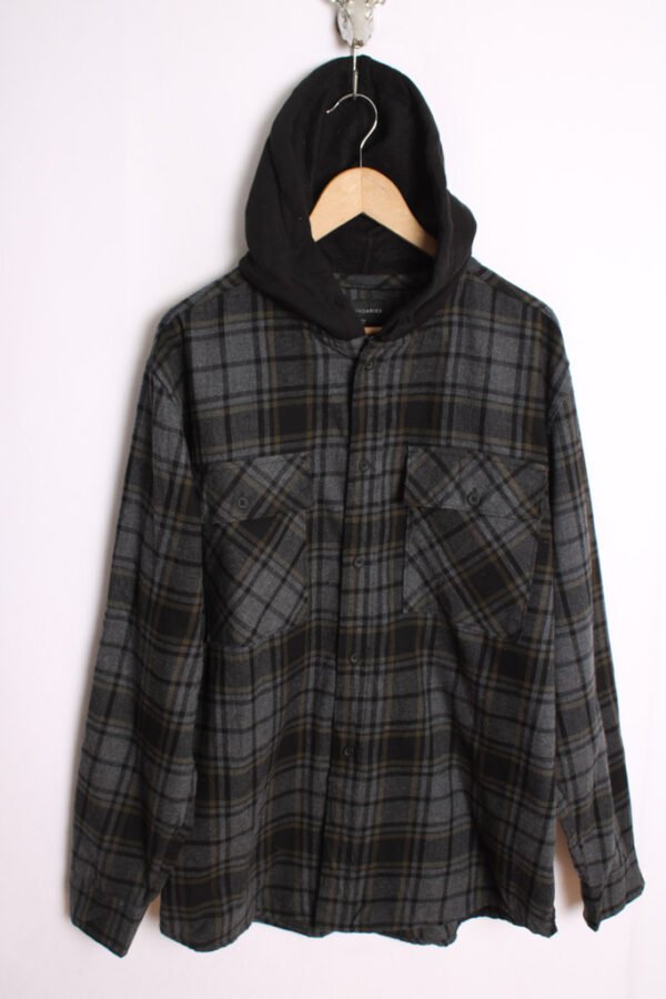 Camisa Franela Capucha Grises Vintage "L"