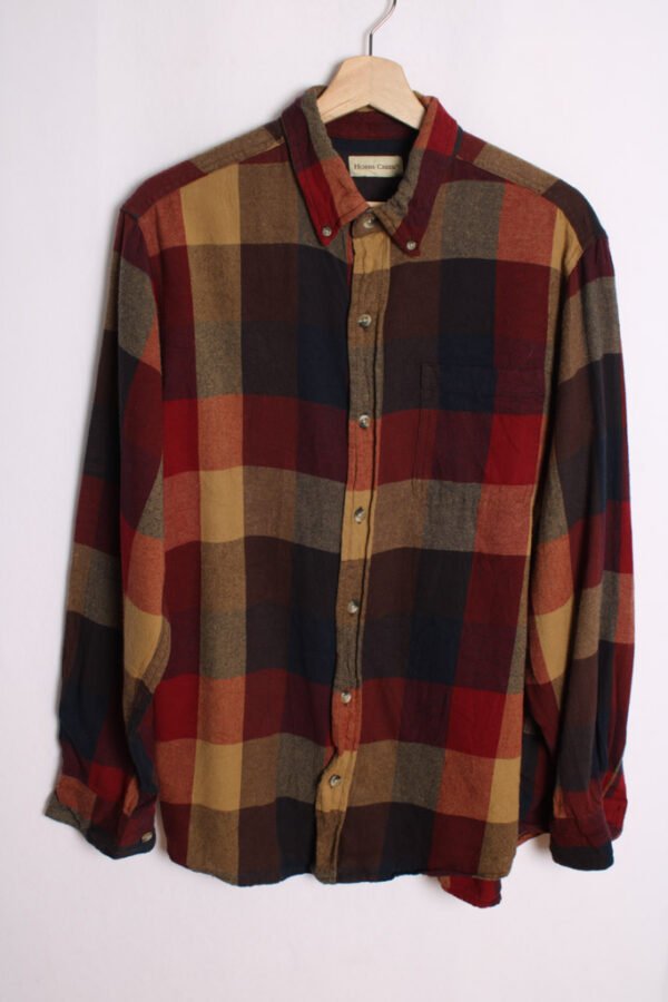 Camisa Franela Vintage Cuadros Ocres "M"