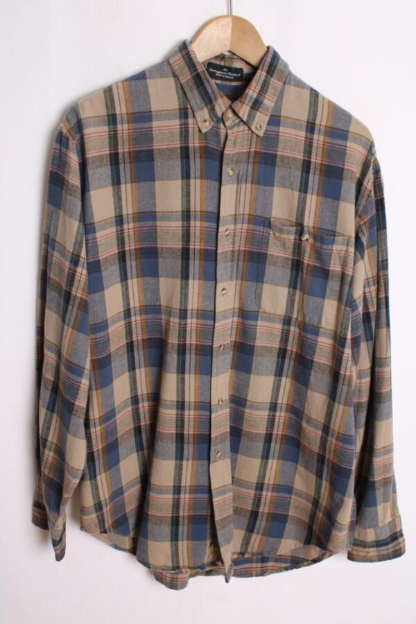 Camisa Franela Cuadros Azules Vintage "L"