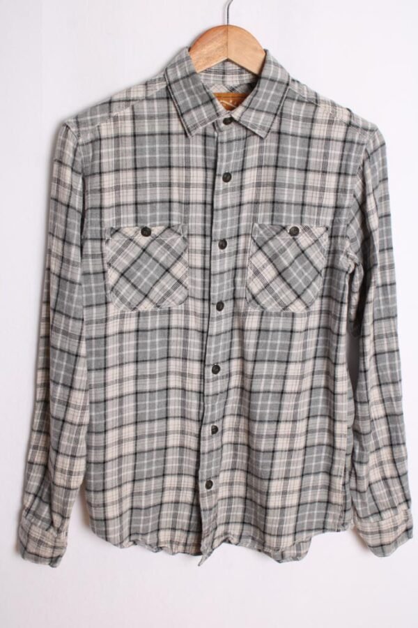 Camisa Franela Cuadros Grises Vintage "S"