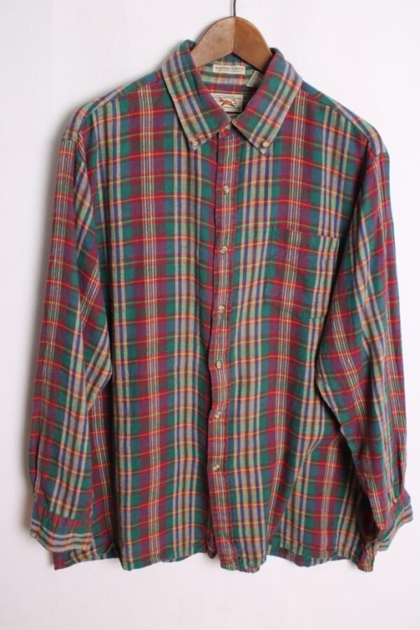 Camisa Cuadros Franela Verde Vintage "2XL"
