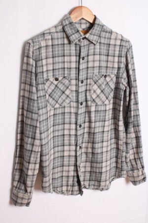 Camisa Franela Cuadros Grises Vintage "S"