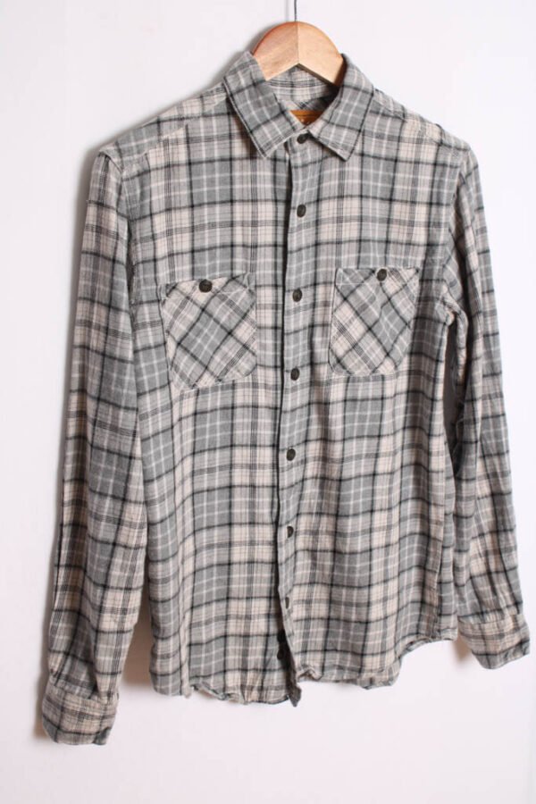 Camisa Franela Cuadros Grises Vintage "S"