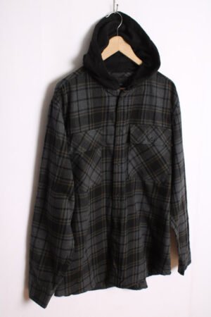 Camisa Franela Capucha Grises Vintage "L"