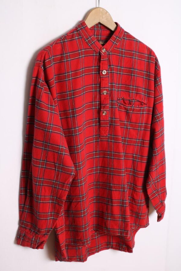 Camisa Cuello Mao Cuadros Rojos "L/XL"