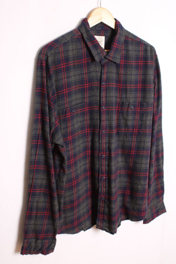Camisa Franela Cuadros Grises Vintage "L"